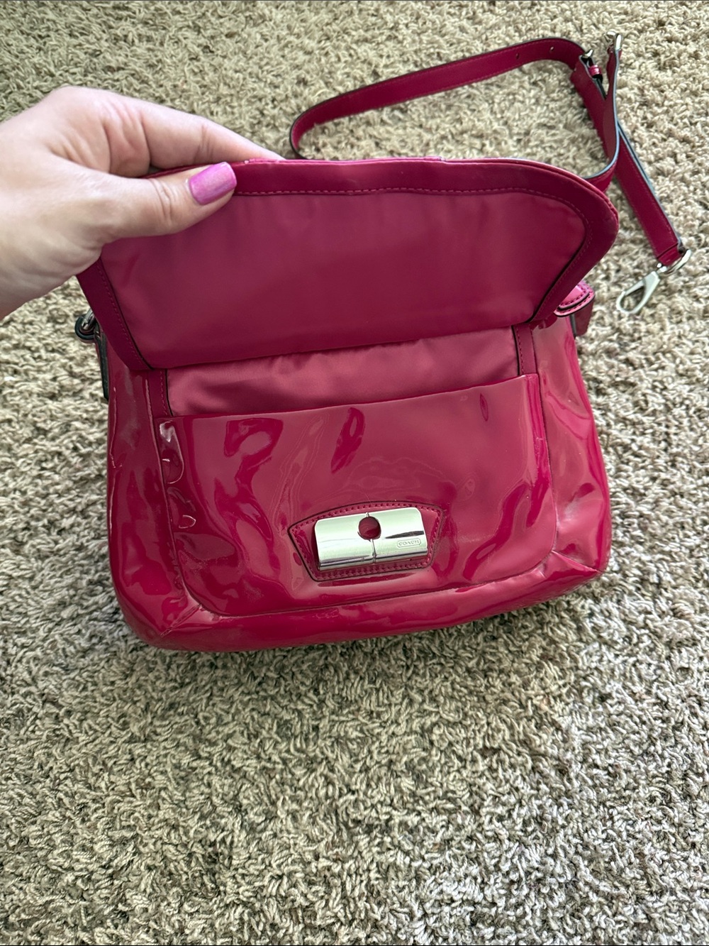 Coach Patent Leather Shoulder Bag in Hot Pink - Picture 4 of 5